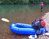 Yukon Yak packraft - Fishing with a packraft in remote Patagonian Rio Sur, Patagonia, Chile