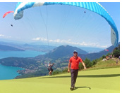 Annecy & Chamonix, France - Paragliding tour to the French Alps :: Jarek at the main paragliding take off at lake Annecy area: Col de la Forclaz - Montmin.