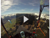 Paragliding from Schmittenhohe launch in Pinzgau along Salzach valley, Austria, The Alps