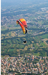 Paragliding in Bassano del Grappa area. Classic Italian countryside full of villages an vineyards.