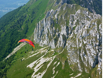 Dolada - the hidden gem of Piave Valley. Green grass covered slopes and white limestone walls lure paragliders to this flying site.
