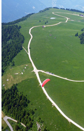 Monte Avena near Feltre in Piave Valley. As much perfect grassy take off area as a paraglider pilot can ever wish. Site of 2017 Paragliding World Championship.