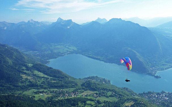 Paragliding at lake Annecy, French Alps