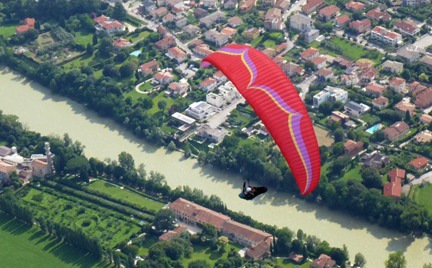 Paragliding in Bassano del Grappa near Monte Grappa, Italian Alps