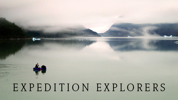 Packrafting at Laguna Reicher near terminus of Glacier Reicher, Northern Patagonian Ice Field, Patagonia, Aisen, Chile Packrafting at Laguna Reicher near terminus of Glacier Reicher, Northern Patagonian Ice Field, Patagonia, Aisen, Chile