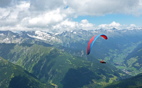 Paragliding above Dolomites, South Tyrol, Italian Alps during the XC Camp 2019