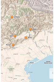 Bassano & Dolomites, Italy Paragliding Tour. Area of operation.