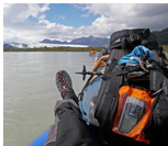 Packrafting at Andres river, Aisen, Patagonia, Chile