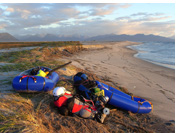 Rio Nevado - Mouth of Rio Nevado at Playa San Quintin - one of Glacier San Quintin's run-off rivers, Istmo Ofqui, Golfo de Penas, Aisen, Patagonia, Chile