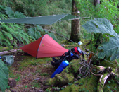 San Rafael Glacier's moraine - Camping at southern shores of Laguna San Rafael, Aisen, Patagonia, Chile