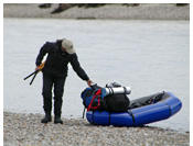 Andres River - Crossing Andres River in a packraft, Aisen, Patagonia, Chile