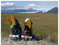 Ofqui Isthmus - Floodplains in front of the distant San Quintin Glacier as seen from Playa San Quintin, Istmo Ofqui, Aisen, Patagonia, Chile