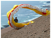 Taking off during high winds near Caleta Colorada, Iquique, Chile