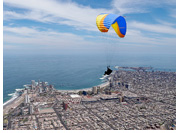 Paragliding right above the town's center, Iquique, Chile