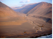Tiliviche Canyon - Aerial view from a paraglider over the mouth of the Tiliviche Canyon, Pisagua, Atacama Desert, Chile