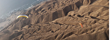 Paragliding above Cerro Toro plateau, Tiliviche, Pisagua, Atacama Desert, Chile