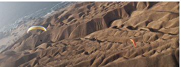 Paragliding above Cerro Toro plateau, Tiliviche, Pisagua, Atacama Desert, Chile