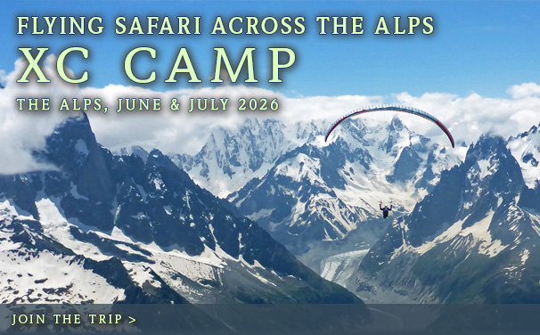 Paragliding above South Tyrol, Italian Alps