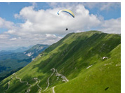 Paragliding along Stol range, Kobarid, Julian Alps, Slovenia