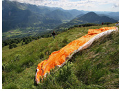 El despegue Matajur, Kobarid, el valle de Soca, Alpes Julianos, Eslovenia