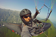 Slovenia - The joy of XC 2012 organizer - Jarek Wieczorek flying along Stol range, Soca valley, Slovenia