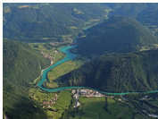 Soca river - Valley of Soca river in the area of Most Na Soci village as seen flying above Kobala take off, Slovenia - Slovenia 2012 - The Joy of XC - Paragliding Adventure Tour in The European Alps