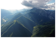 Soca river, Mt. Mrzl, and Mt. Krn - Flying West from Tolmin - a clasic Kobala to Kobarid XC flight, Soca valley, Slovenia - Slovenia 2012 - The Joy of XC - Paragliding Adventure Tour in The European Alps